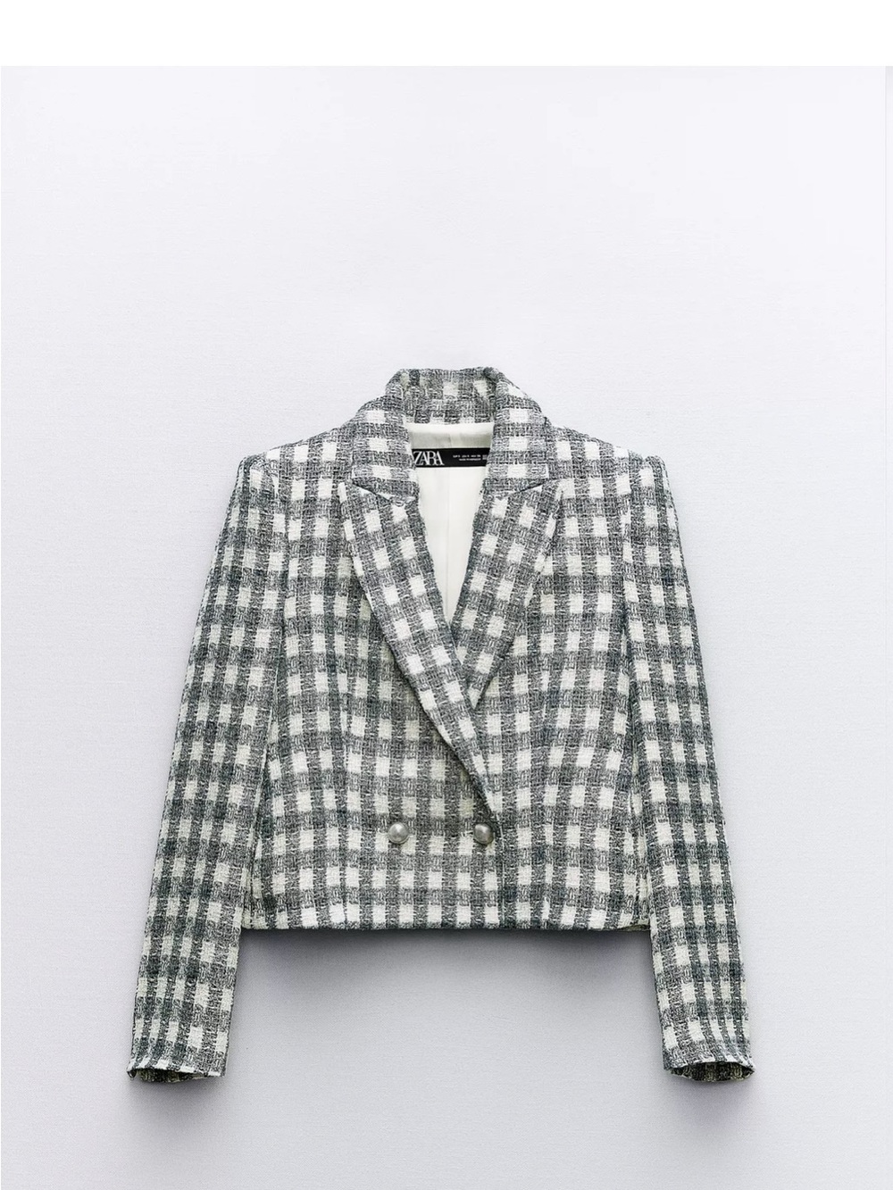 Zara Metallic Plaid Double-Breasted Blazer
